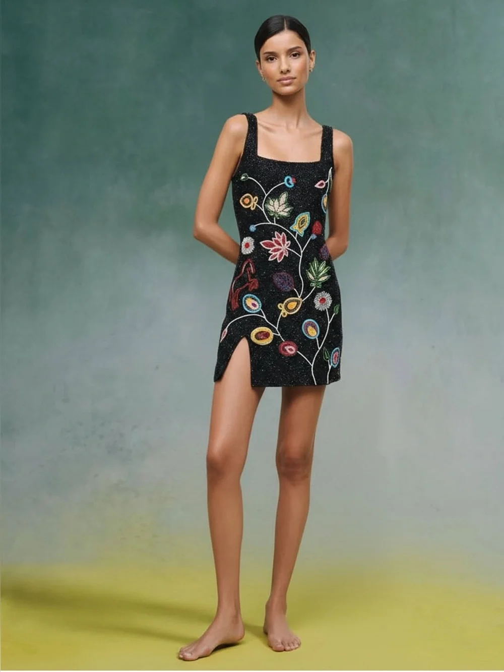 NWT Staud Le Sable Floral-Beaded Minidress $995 S - Picture 4 of 10